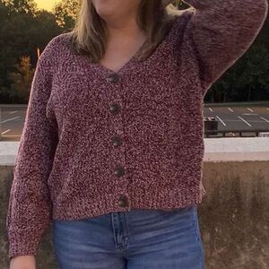 Old Navy Burgundy Button-Up Cardigan